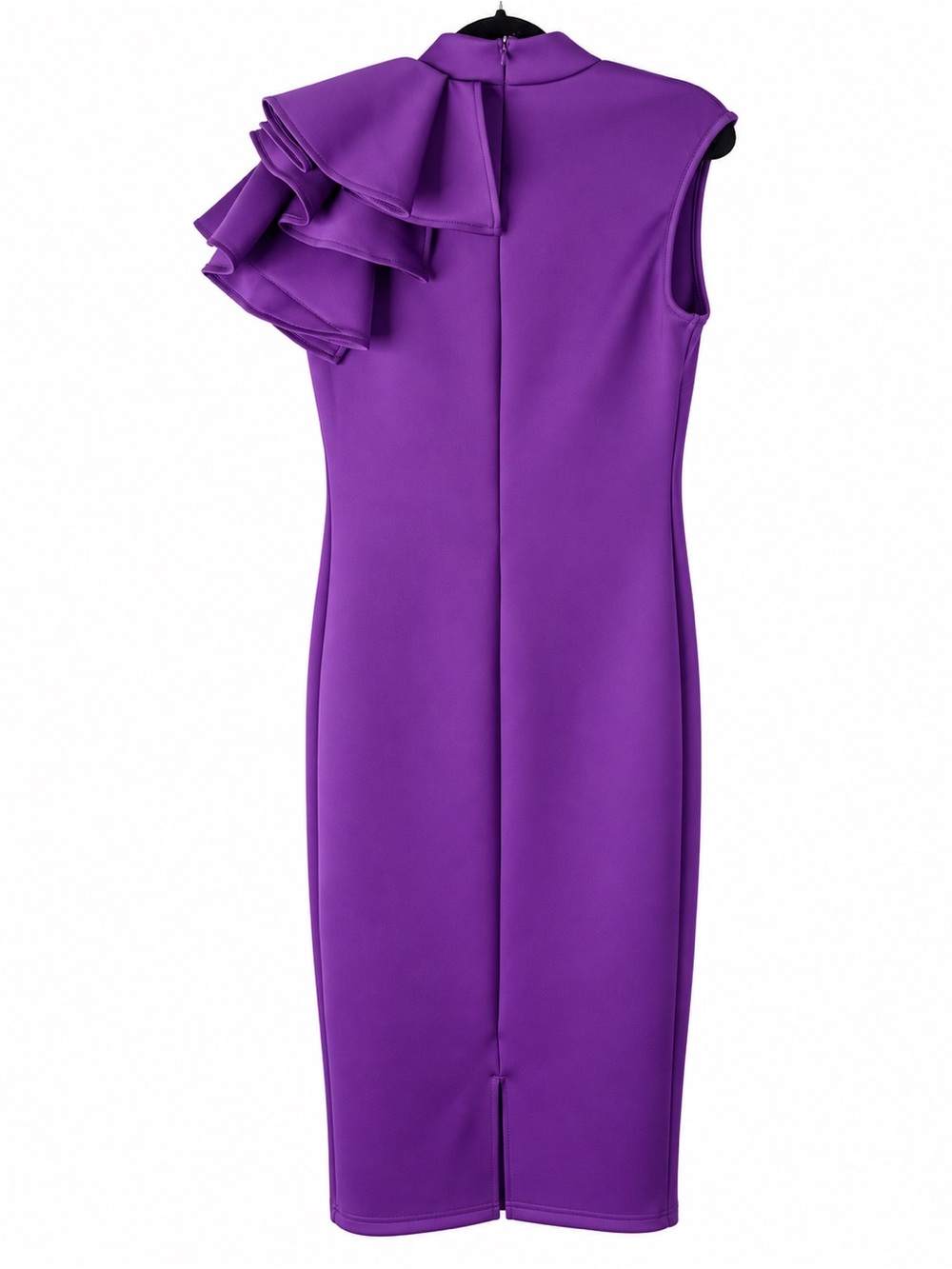 Purple One-Shoulder Ruffle Midi Dress - Picture 6 of 13